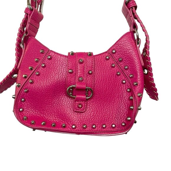 Urban‎ Outfitters Devon Silver Studded Crossbody Bag Purse Pink Adjustable Strap - Picture 2 of 9